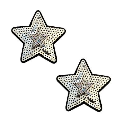 Pasties (2) - Neva Nude - Sequin Silver Star