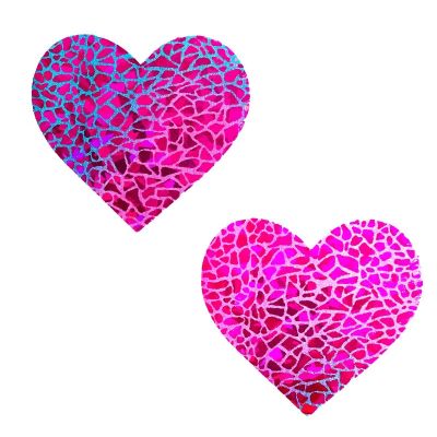 Nipztix - Heart Pasties Pink Holographic (2)
