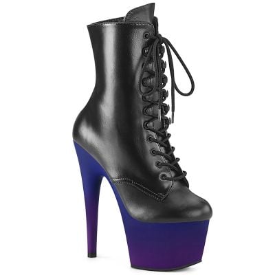 Ankle Boot - 7" Heel - PLEASER - Black/Purple 