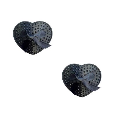 Reusable silicone pasties (2) - Neva Nude - Black Crystal Heart