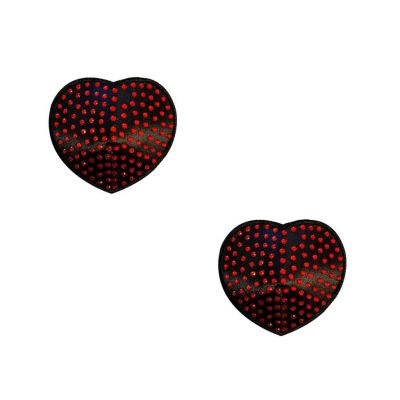 Cache-mamelons réutilisables en silicone (2) - Neva Nude - Coeur de cristal rouge