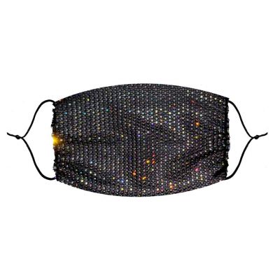 Paparazzi black iridescent jewel mesh face mask cover with adjustable loops