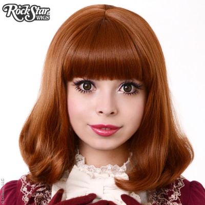 Mid-length wig with square bangs - Rockstar Wigs - Dark Honey Caramel
