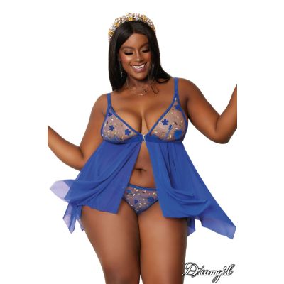 Babydoll Floral - Dreamgirl - Periwinkle - Queen 