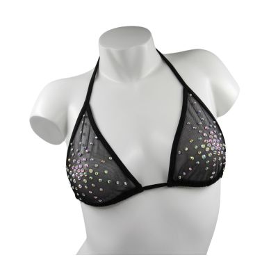 ISA Triangle Mesh Top with Crystals - EXES LINGERIES 