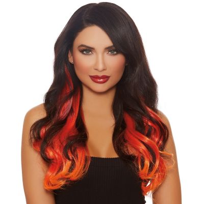 Long wavy layered extensions - Dreamgirl Wigs - Burgundy/Red/Orange