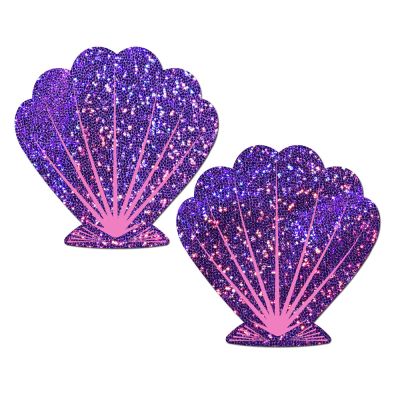 Nipple Pasties - Glittering Purple Seashell (2)