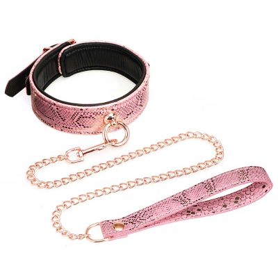 Collar & Leash Pink Snake Print - SPARTACUS