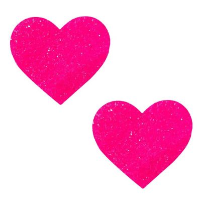 Cache-mamelons (2) - Neva Nude - Coeur à paillettes roses réactives à l'éclairage ultraviolet