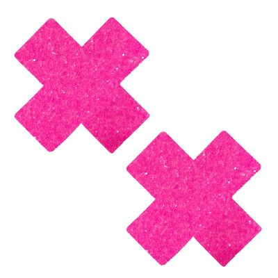 Pasties (2) - Pastease - Pink Blacklight Glitter Cross