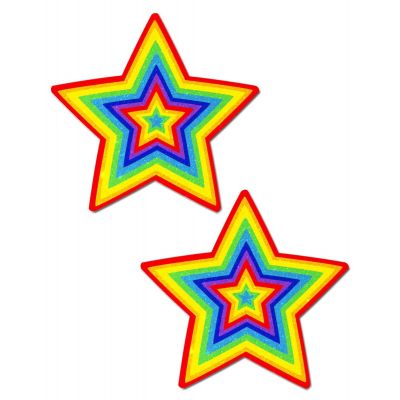 Cache-mamelons (2) - Pastease - Étoiles arc-en-ciel en velours scintillant